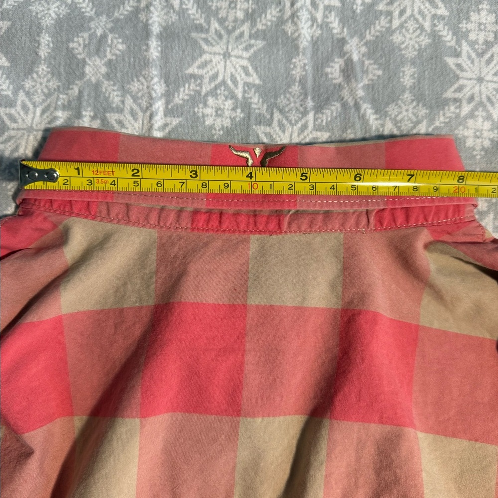 WRANGLER 20X Men’s Salmon/Orange and Tan Plaid Long-Sleeved Button Down Shirt - Picture 8 of 8